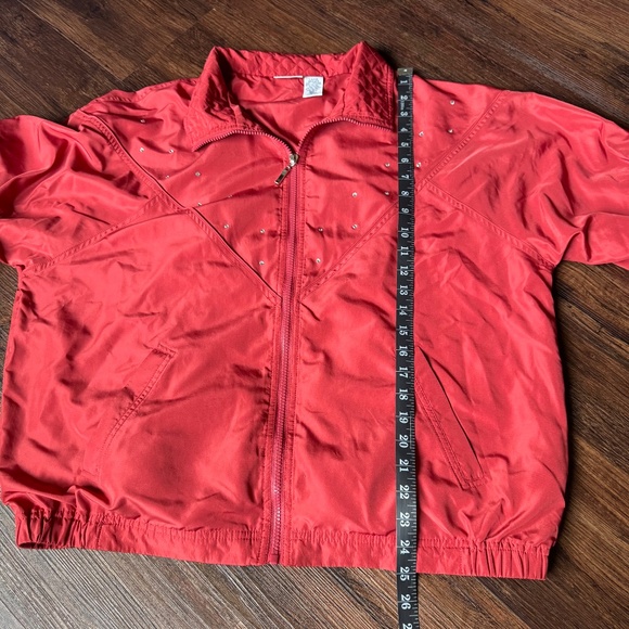 Vintage 90s L Red Cabin Creek Jacket w/ Rhinestones Soft Shell Windbreaker - Picture 9 of 13